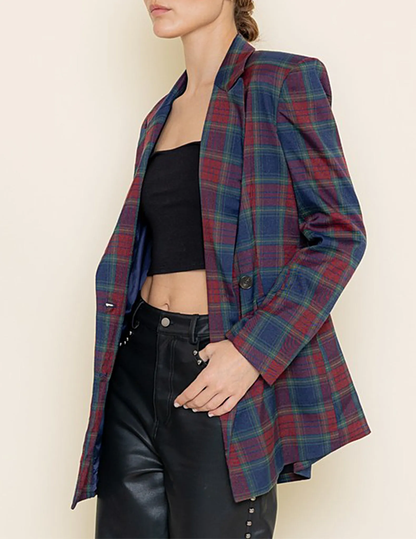 Jacqueline Plaid Double Breasted Blazer