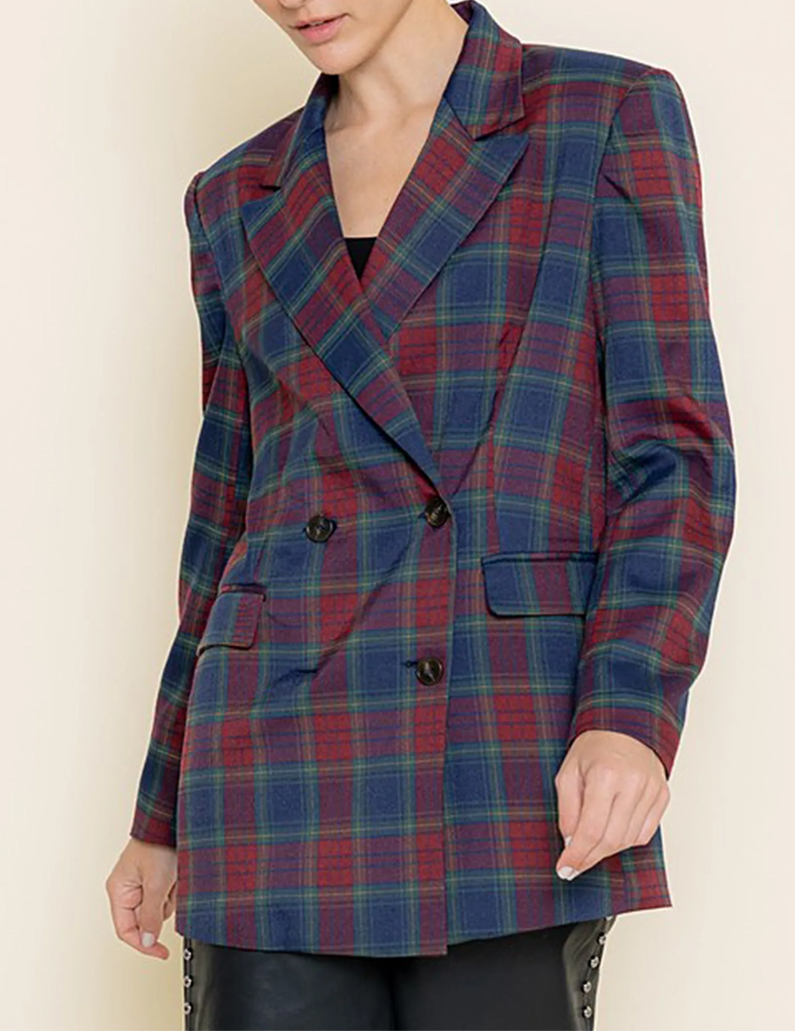 Jacqueline Plaid Double Breasted Blazer