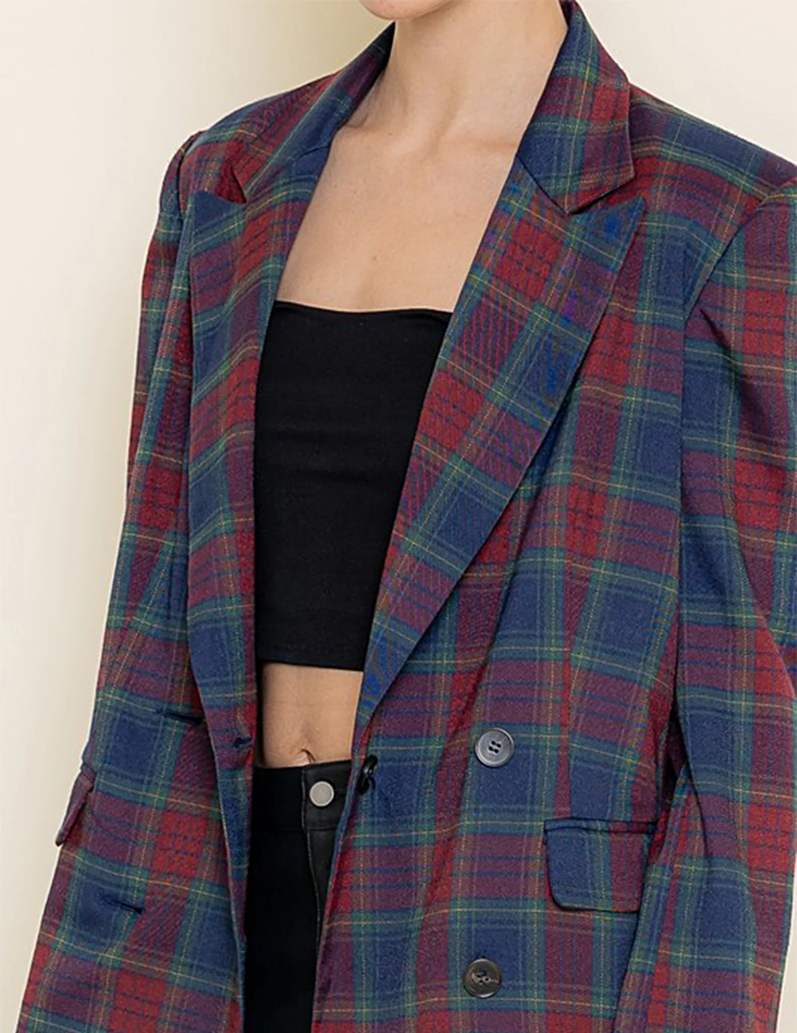 Jacqueline Plaid Double Breasted Blazer