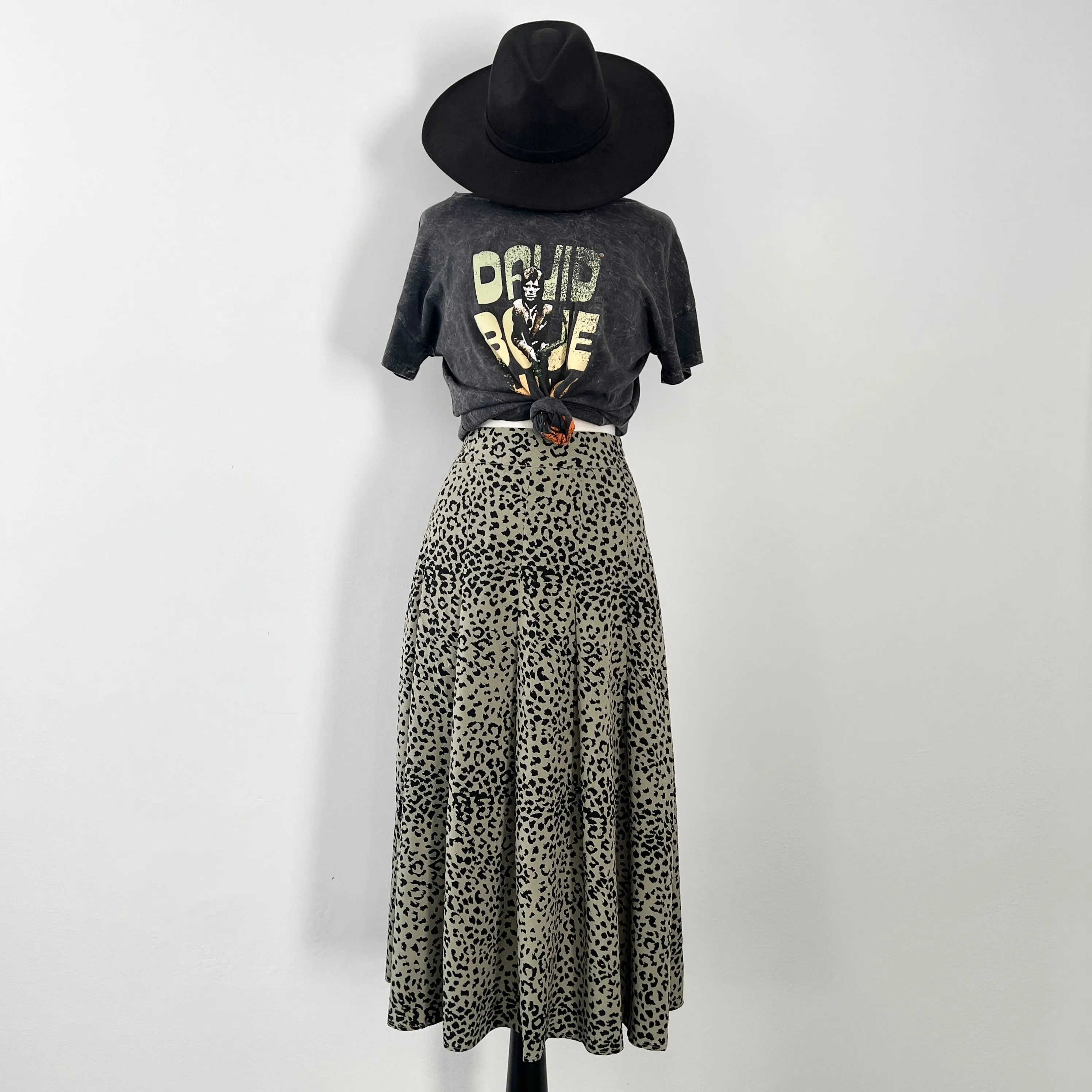 Leopard Midi Skirt - Sage