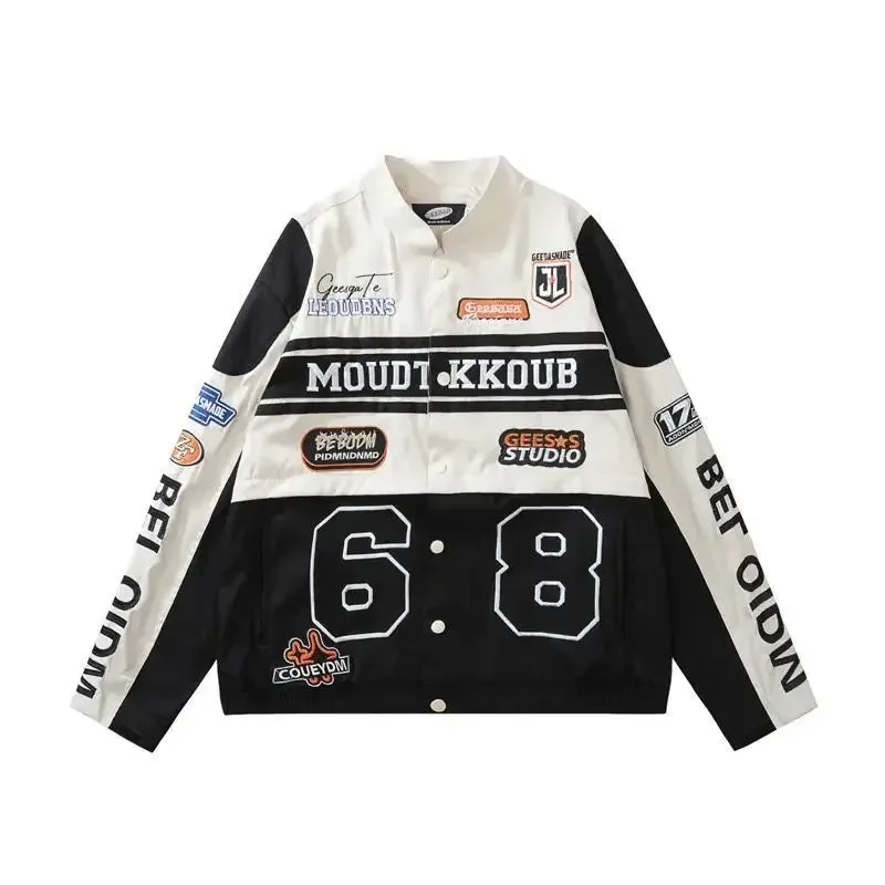 LVSANW American Fashion Label Detachable Motorcycle Jacket Women's Clothing Retro Hip-hop Loose Couple Baseball Outfit Pink Casual Coat