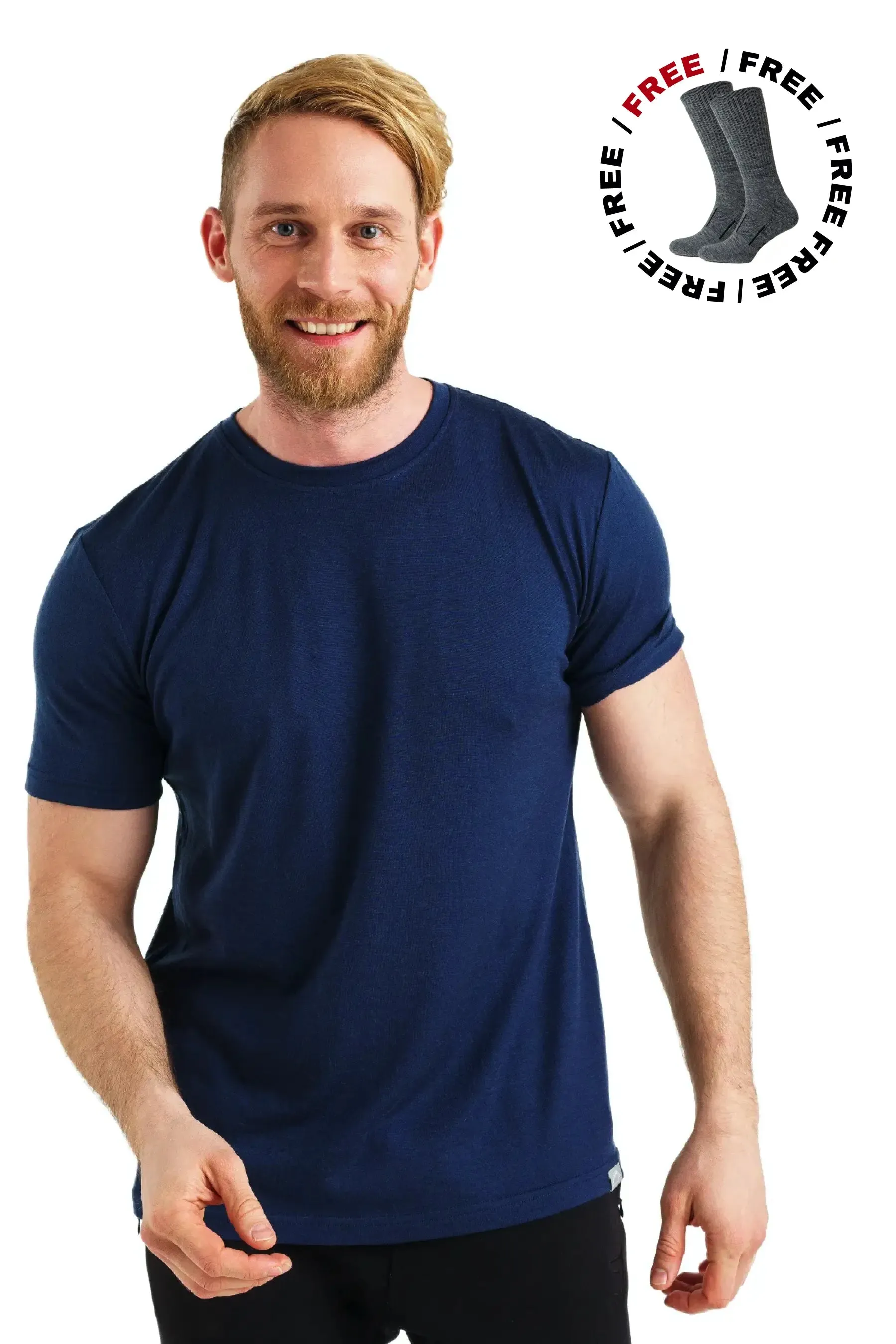 Men's Merino T-shirt 165 Navy ( socks)
