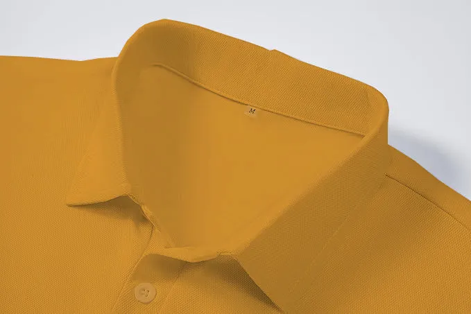 Men's Regular Fit Polo Neck Half Sleeve Solid Uniform T-Shirt | Polo T-Shirt for Men (Ochre Yellow)
