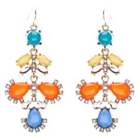 Modern Fashion Crystal Rhinestone Beautiful Floral Design Earrings E819 Orange