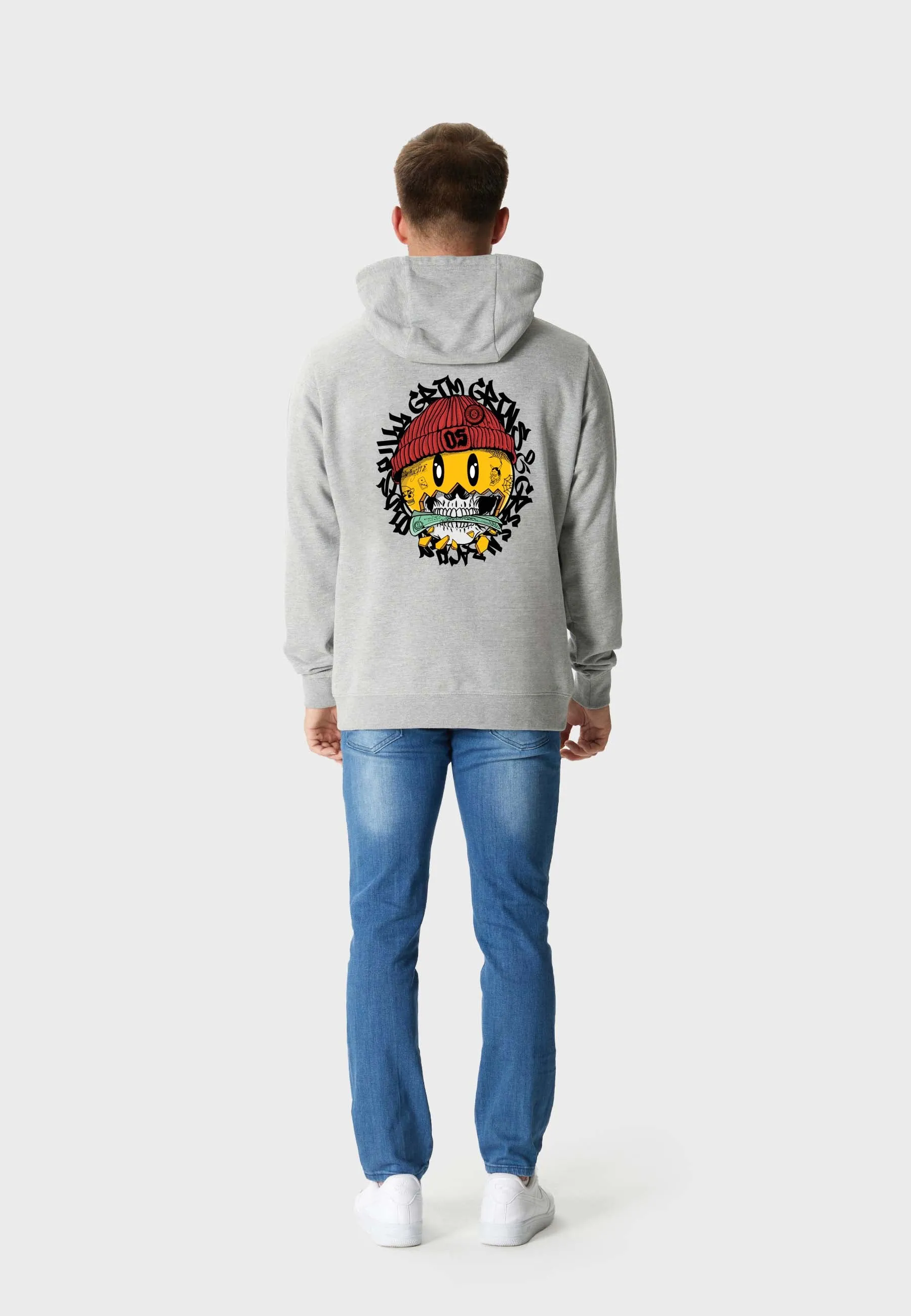 One Dollar Smile Backprint Hoodie Heather Grey