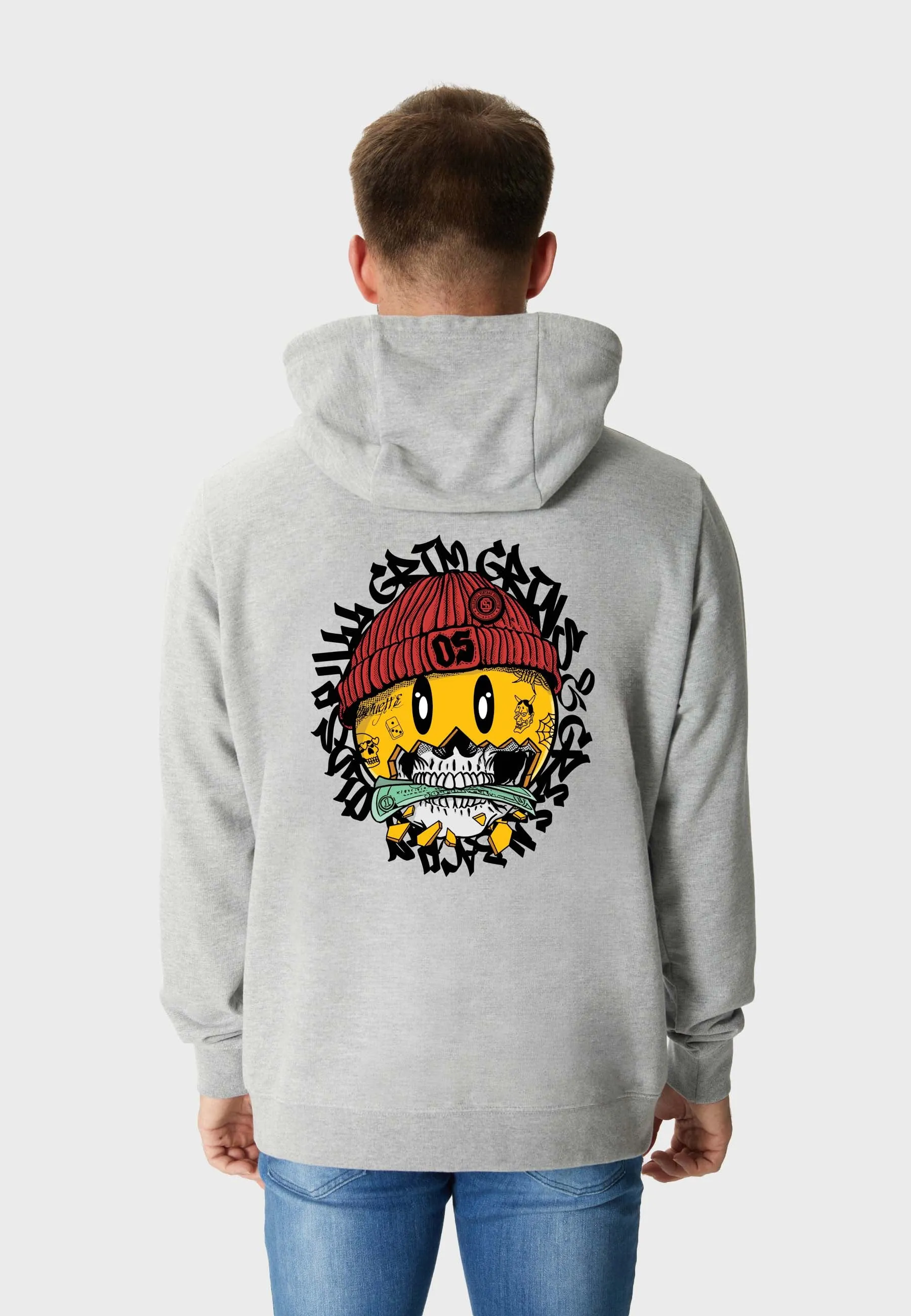 One Dollar Smile Backprint Hoodie Heather Grey