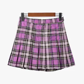 Plaid Pleated EGirl Skirt Purple Aesthetic