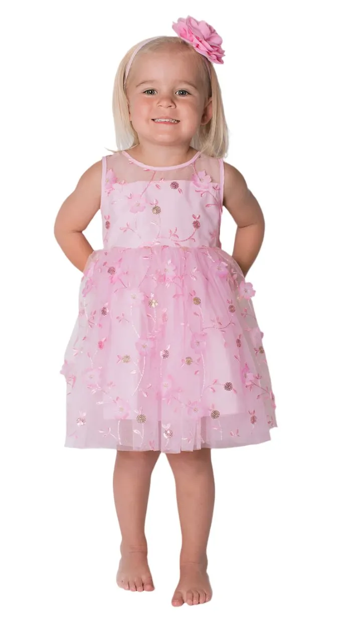 Popatu Baby Girl's Pink Elegant Tulle Dress