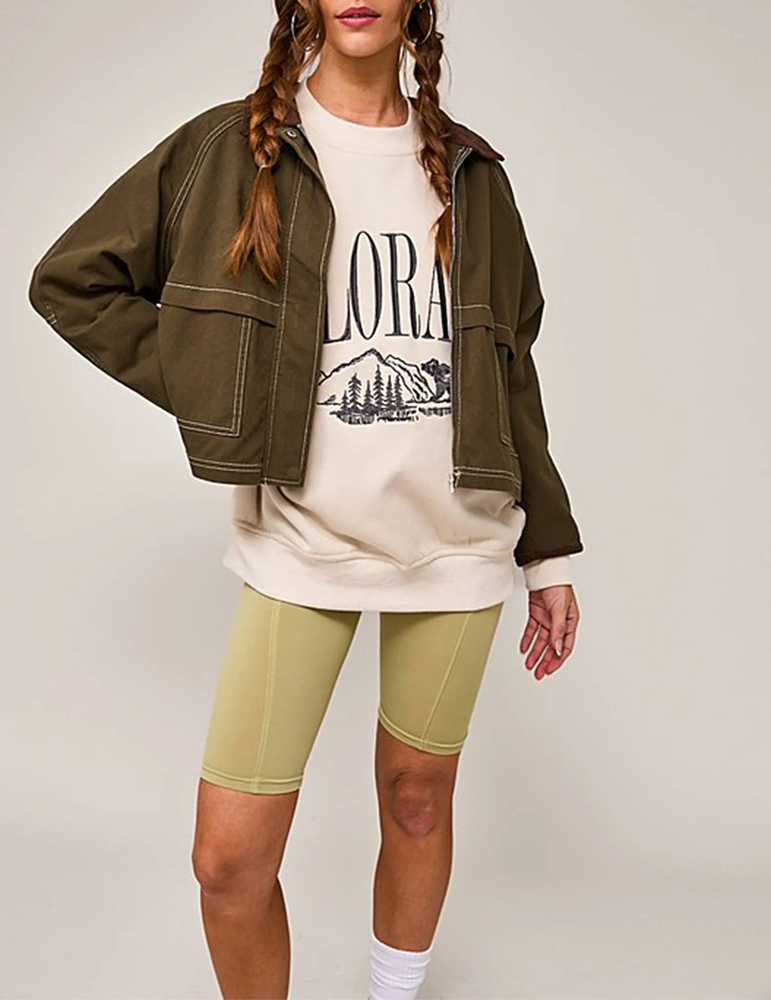 Rooney Contrast Collar Boxy Cotton Jacket