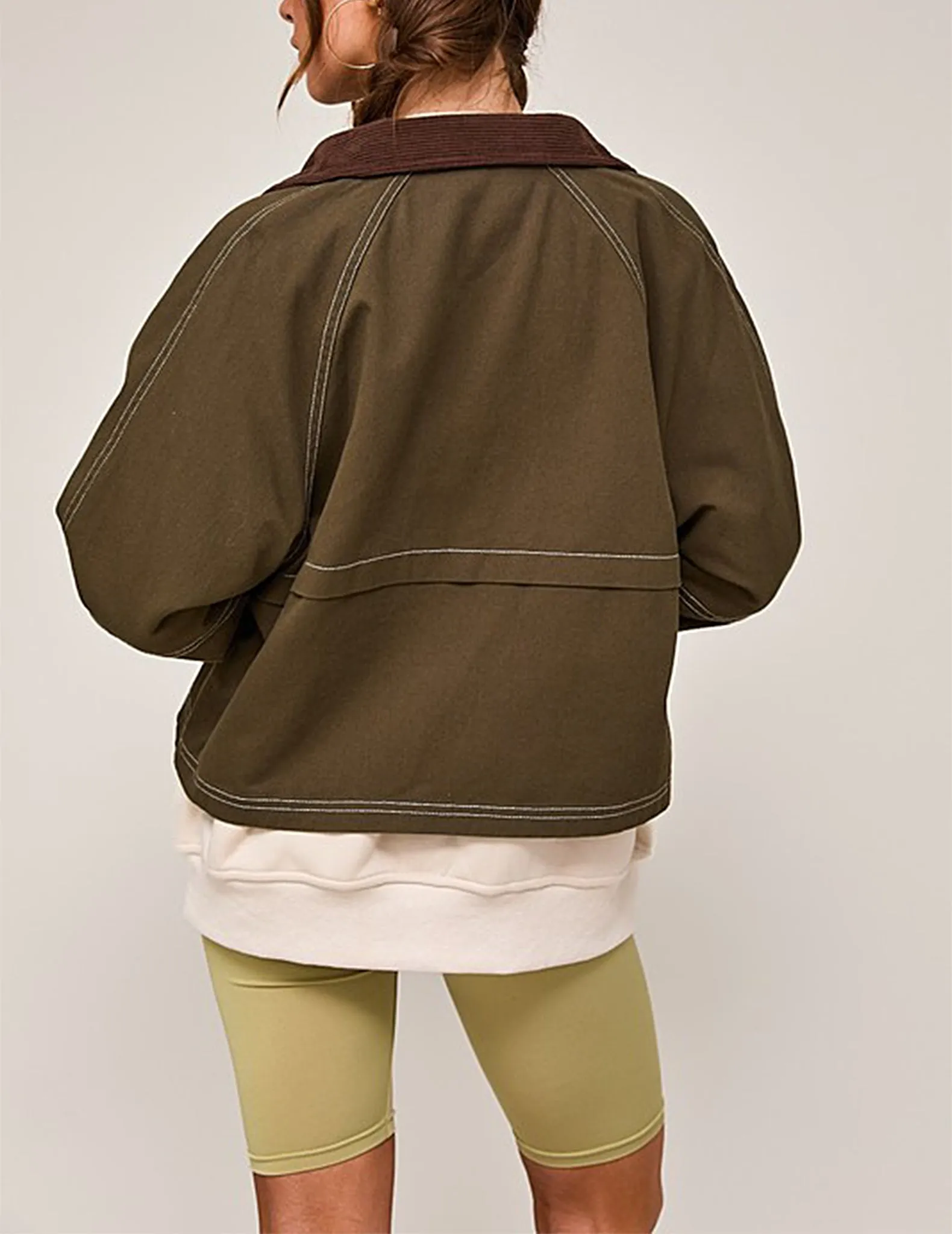 Rooney Contrast Collar Boxy Cotton Jacket