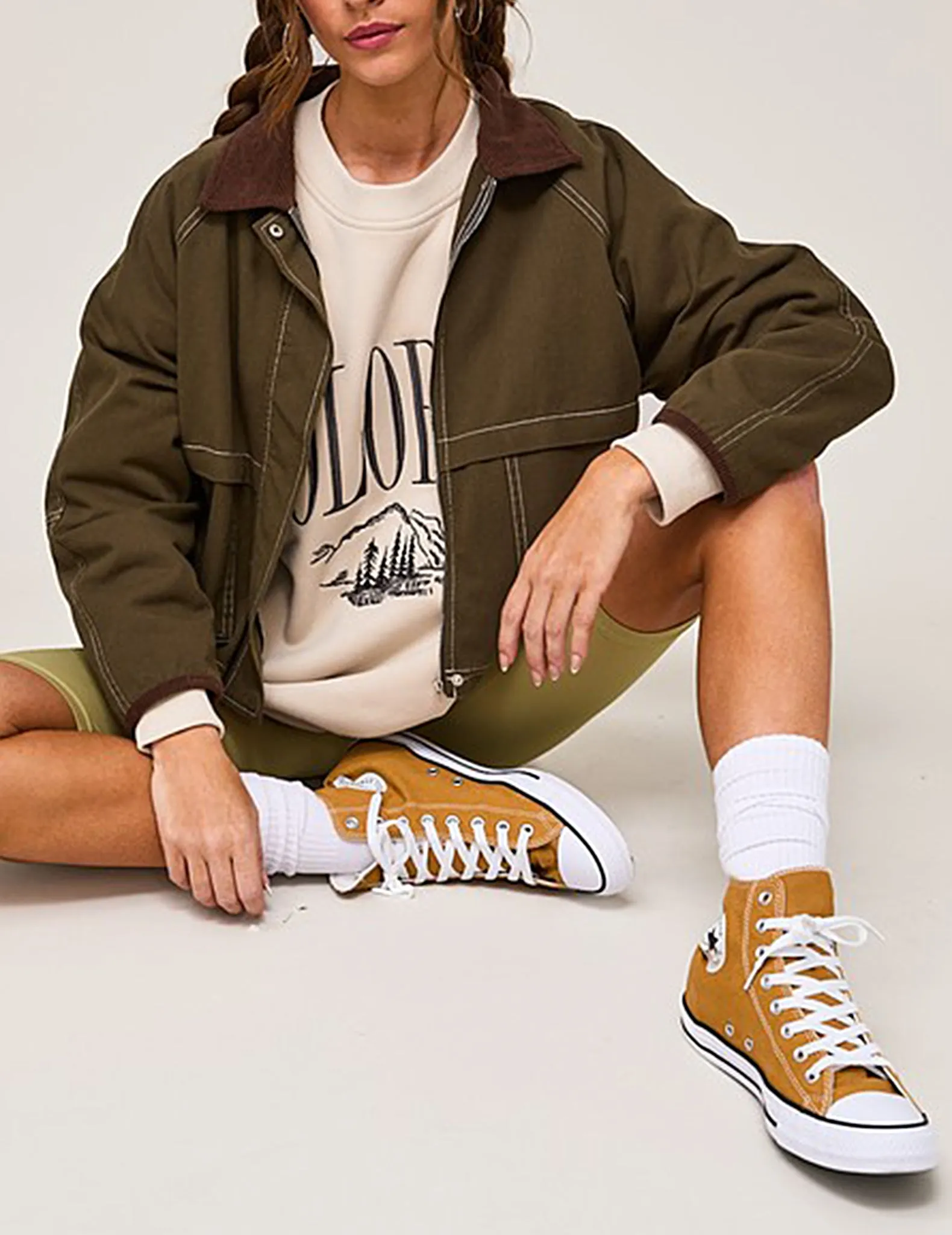 Rooney Contrast Collar Boxy Cotton Jacket