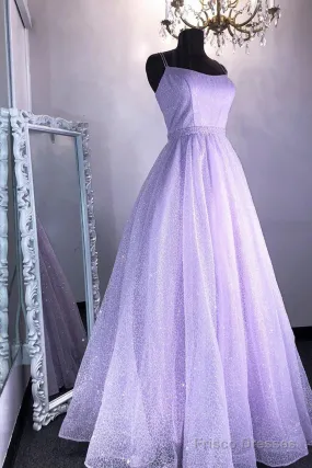 Shiny Lilac Long Prom Dresses, Purple Long Formal Evening Graduation Dresses