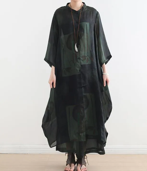 Silk Floral Women Summer Suits Loose Women Wide Legs