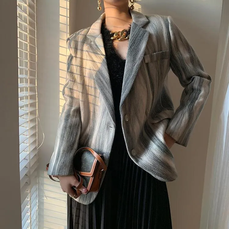 Stripe Wool Blazer Suit Coat