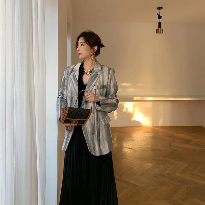 Stripe Wool Blazer Suit Coat