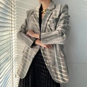 Stripe Wool Blazer Suit Coat