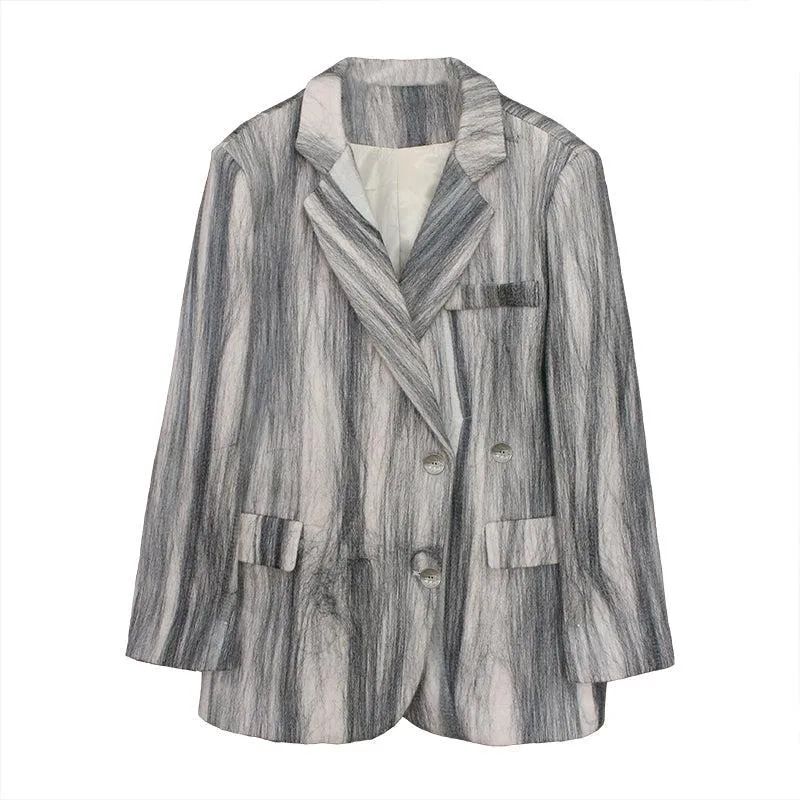 Stripe Wool Blazer Suit Coat