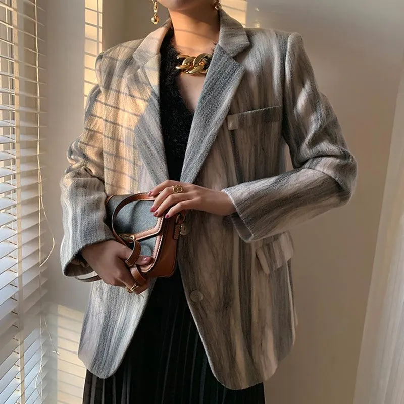 Stripe Wool Blazer Suit Coat
