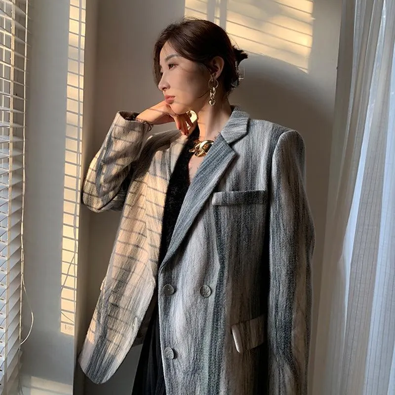 Stripe Wool Blazer Suit Coat