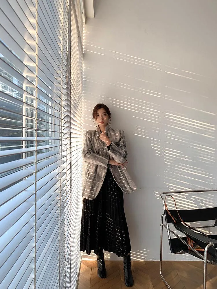 Stripe Wool Blazer Suit Coat
