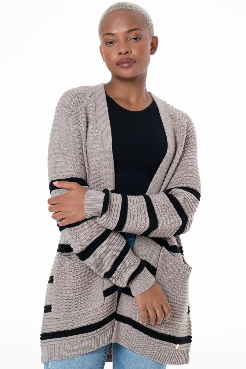 Striped Cardigan _ 145682 _ Brown