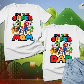 Super Mario Matching Baby Shower Shirts, Super Mario Family Tshirts