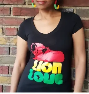 The Lion Love Short Sleeve V- Neck Shirt