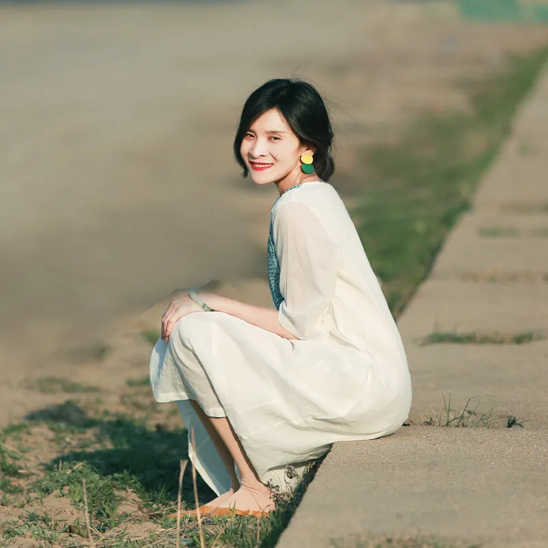 White Women Dresses Casual Summer Women Dresses Long Women Dresses MDYP9752