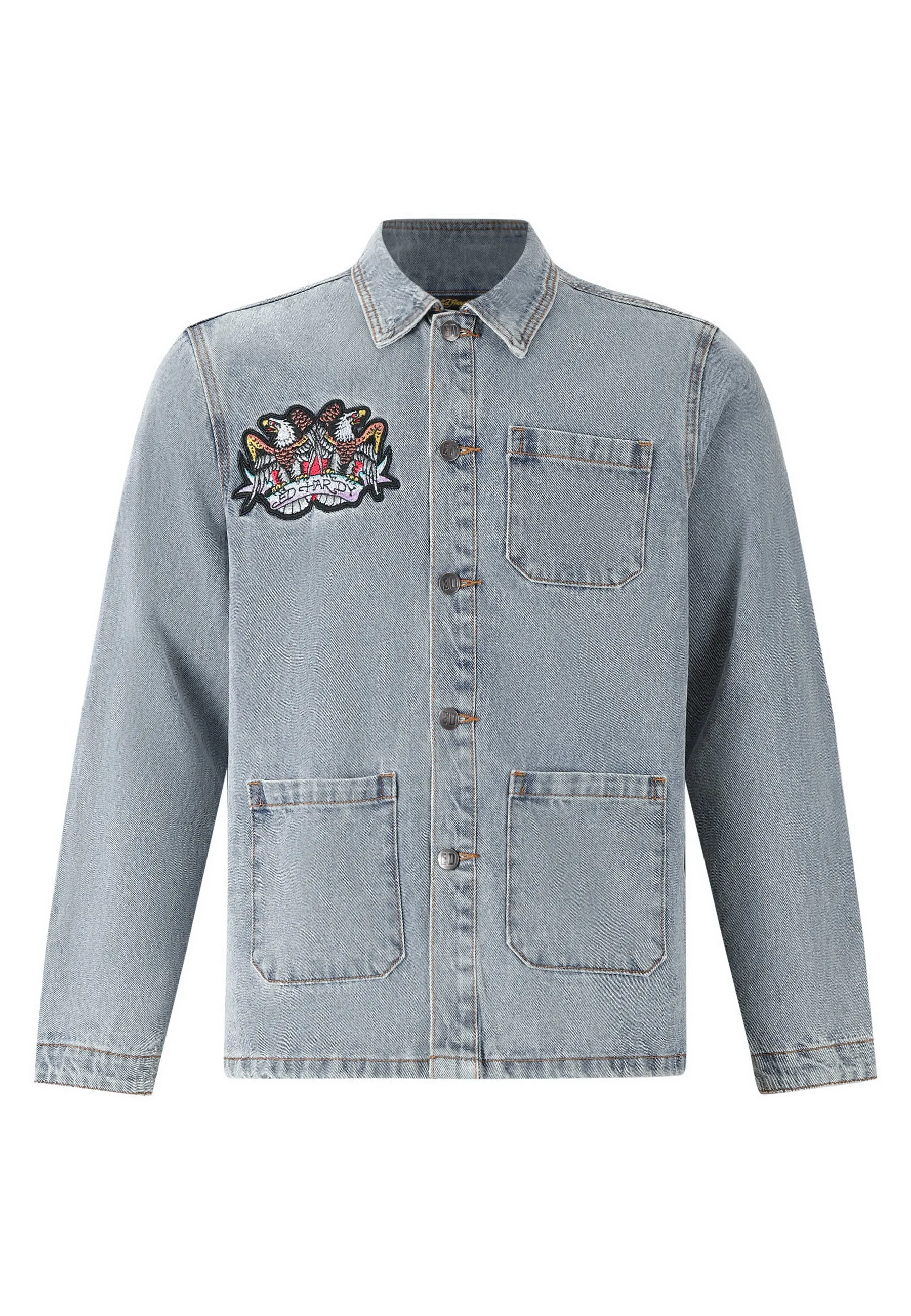 Womens Battle Of Eagles Denim Chore Jacket - Blue