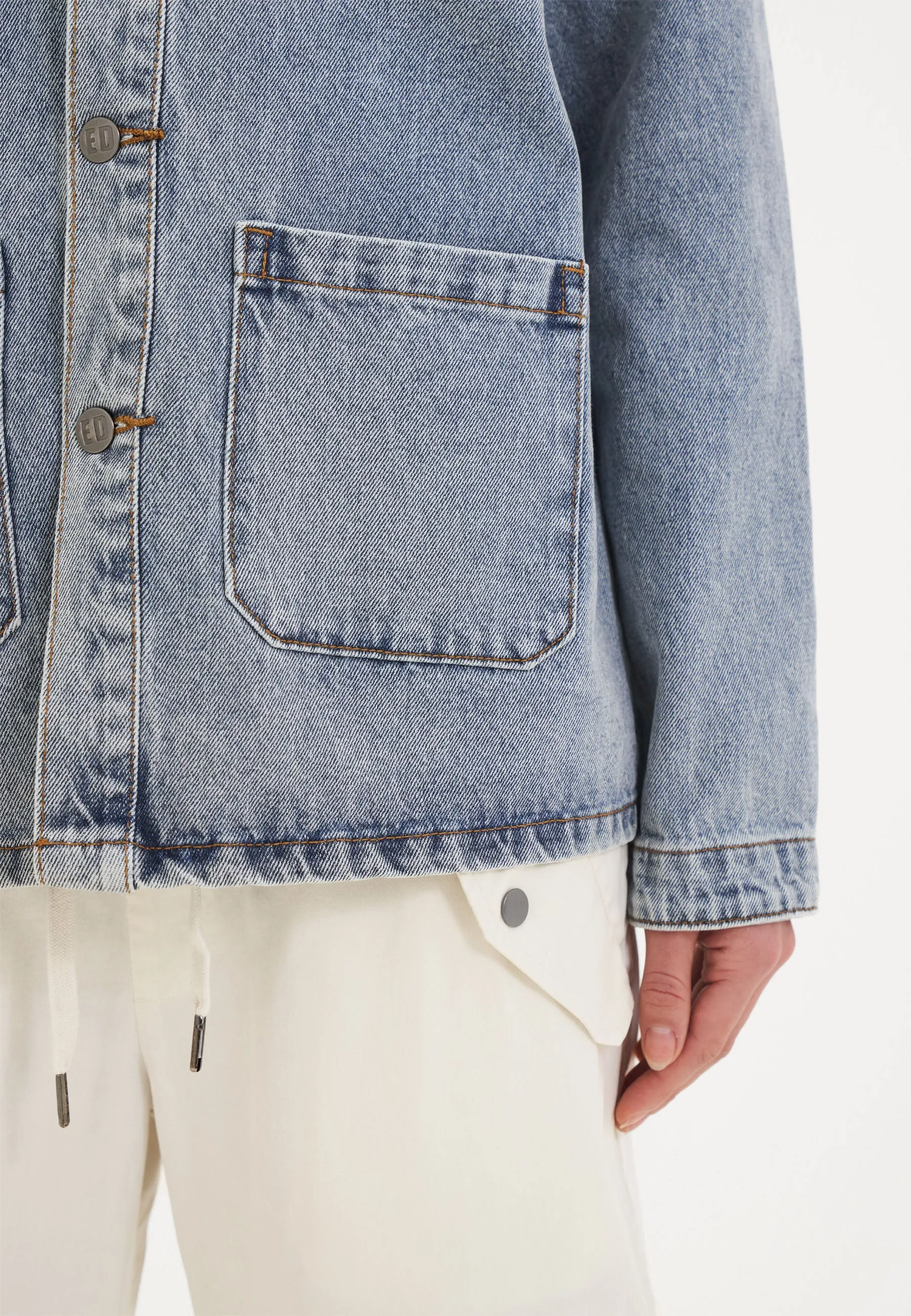 Womens Battle Of Eagles Denim Chore Jacket - Blue